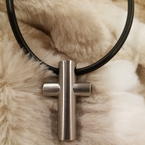 Other - Men's Silver Cross on Black Cord